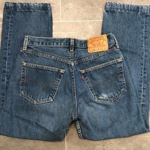 Levi’s 501 vintage cropped dark wash jean distressed 31